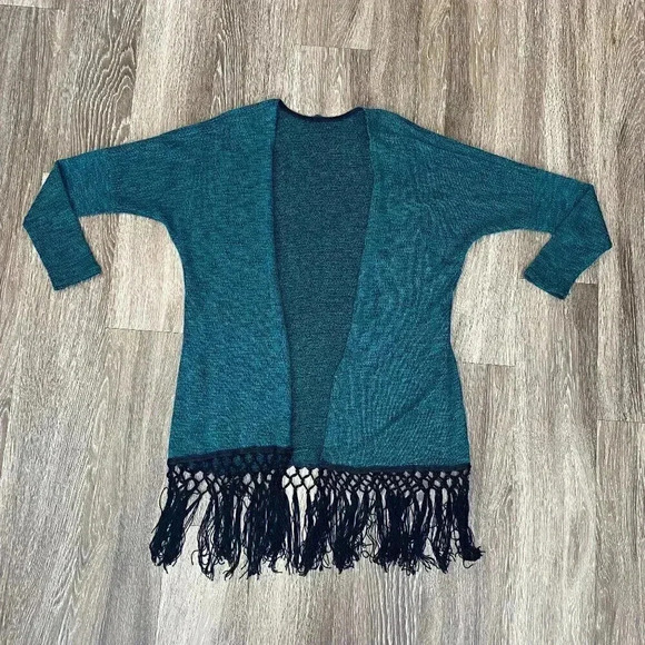 Womens Blue/Green Fringe Cardigan - M - Picture 1 of 7